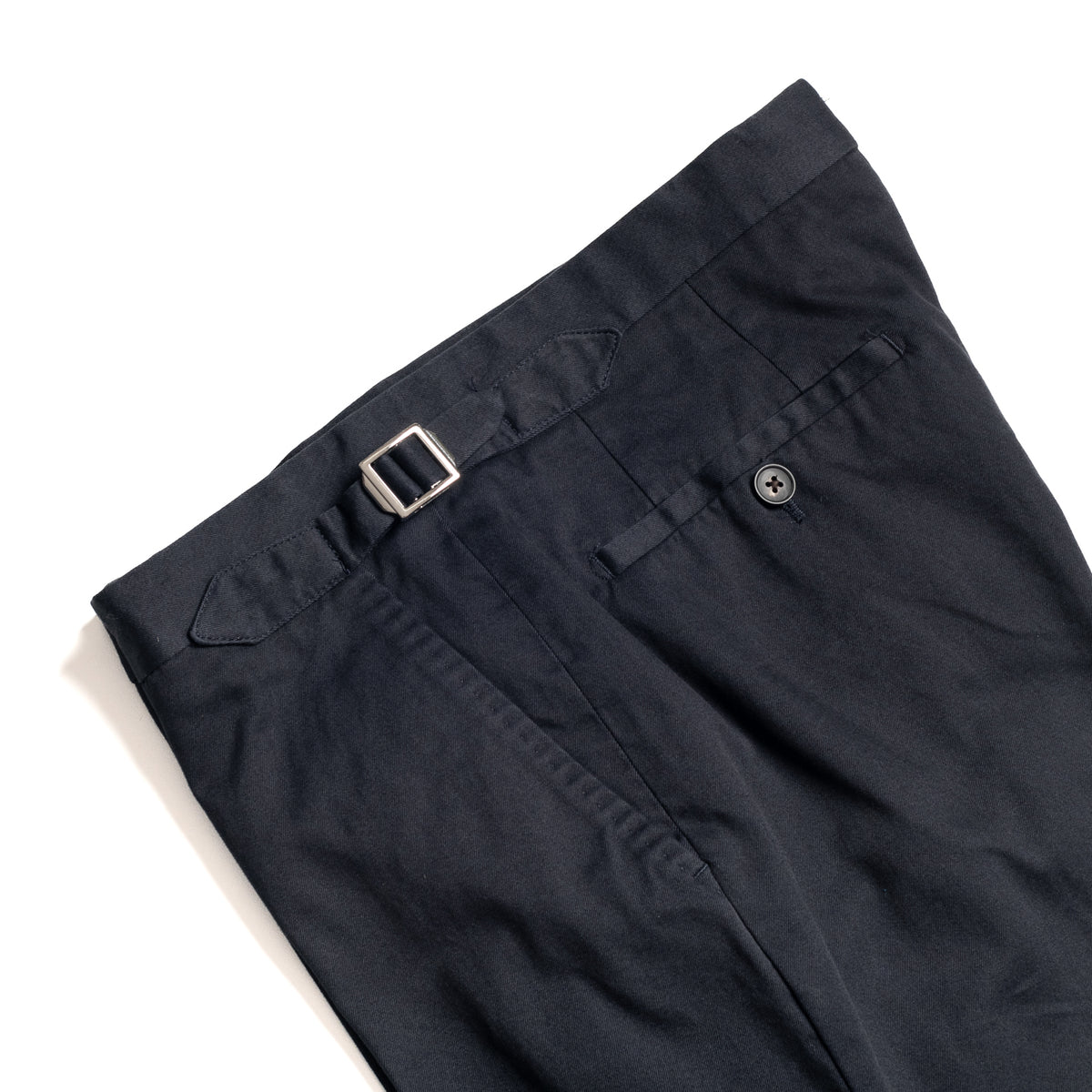 Navy Washed Cotton Barbon Trousers
