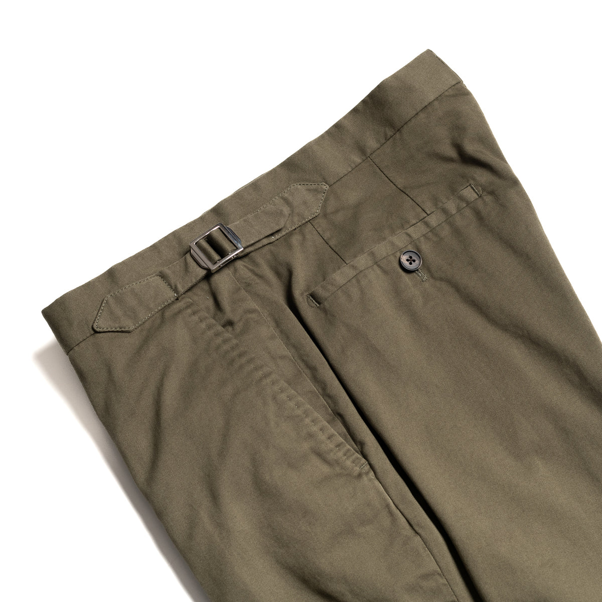 Olive Washed Cotton Barbon Trousers