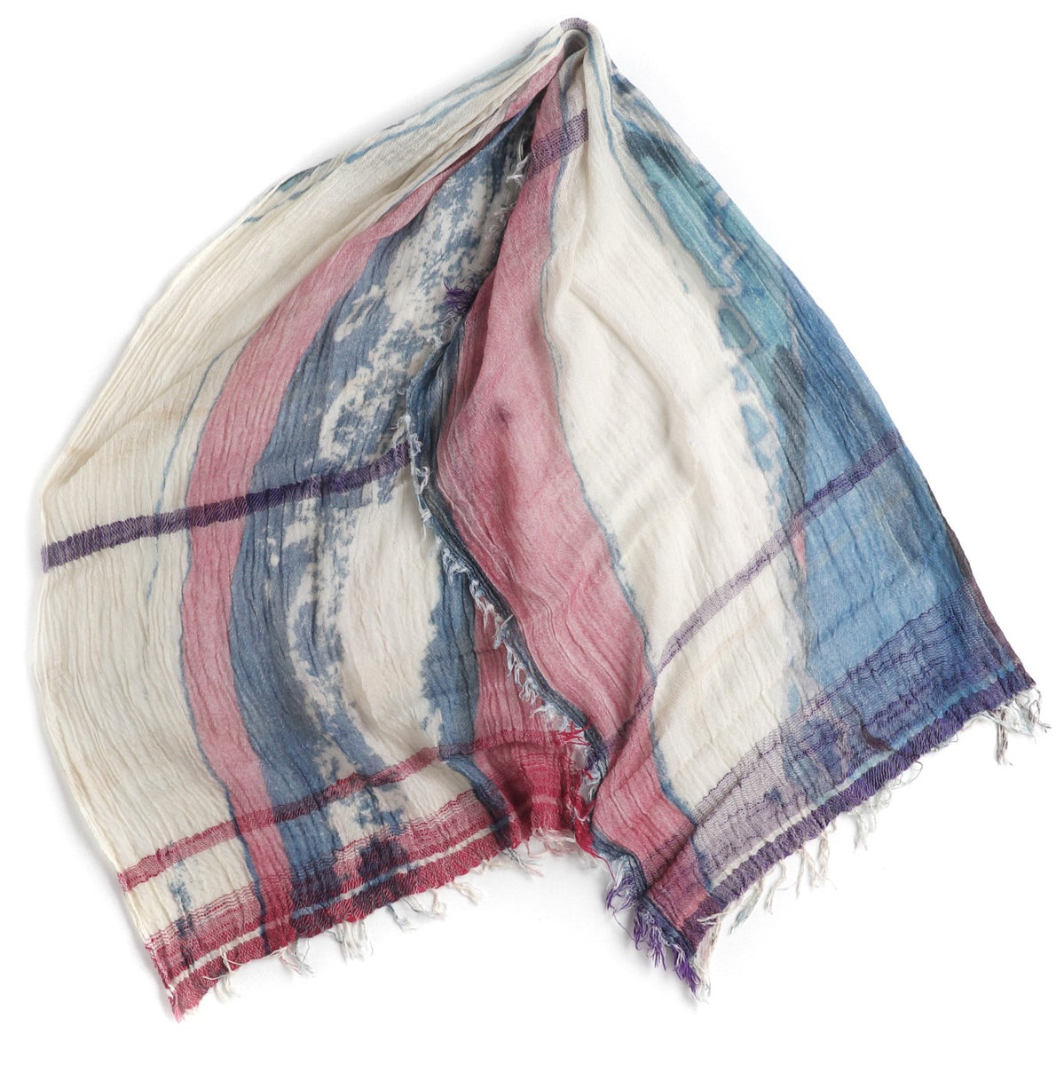 Pink/Blue/Cream Print Tamaki Niime Cotton Roots Shawl