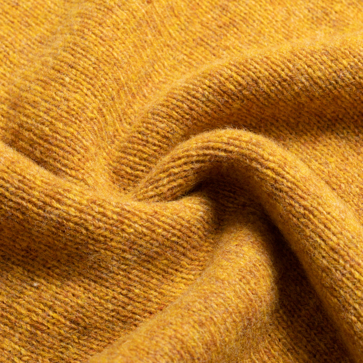 Mustard Shetland Lambswool Crew Neck William Crabtree & Sons