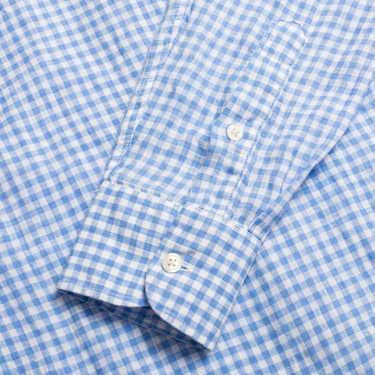 White & Blue Gingham Linen Shirt
