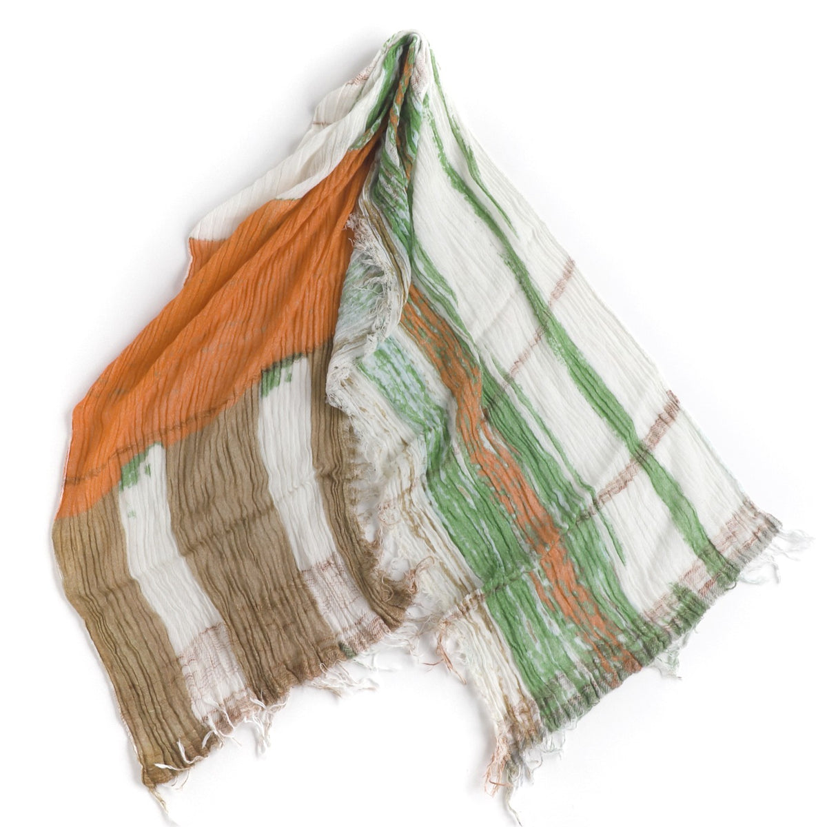 White Orange Print Tamaki Niime Cotton Roots Shawl – William