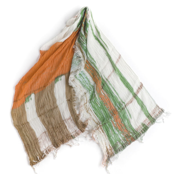 White Orange Print Tamaki Niime Cotton Roots Shawl – William