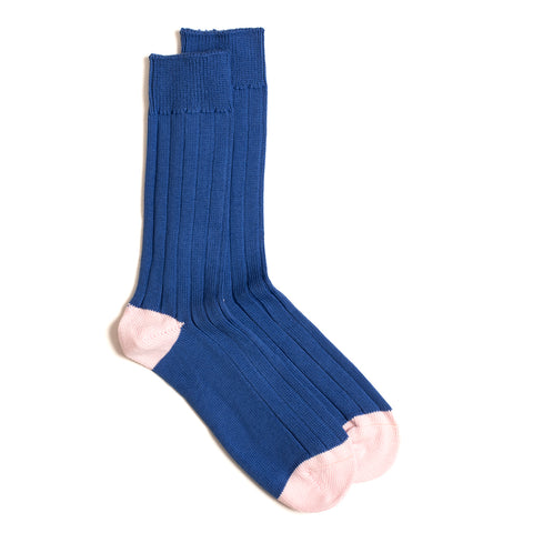 Sky Blue & Pink Cotton Heel & Toe Sock