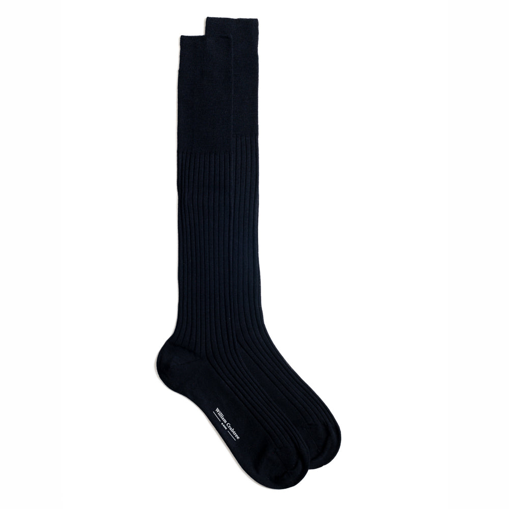 Dark Navy Long Fine Wool Socks