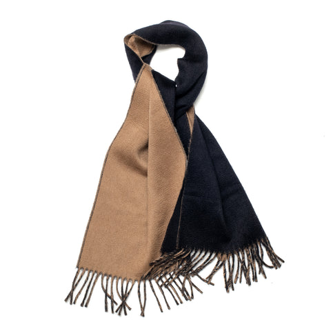 Camel / Navy Double Sided Cashmere Scarf