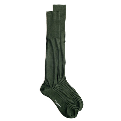 Drab Green Long Fine Wool Socks