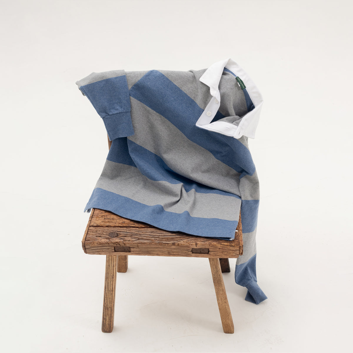 Blue/Ash Melange Striped Rugby Shirt