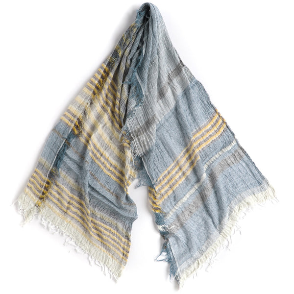 Blue Ochre Stripe Tamaki Niime Cotton Roots Shawl – William