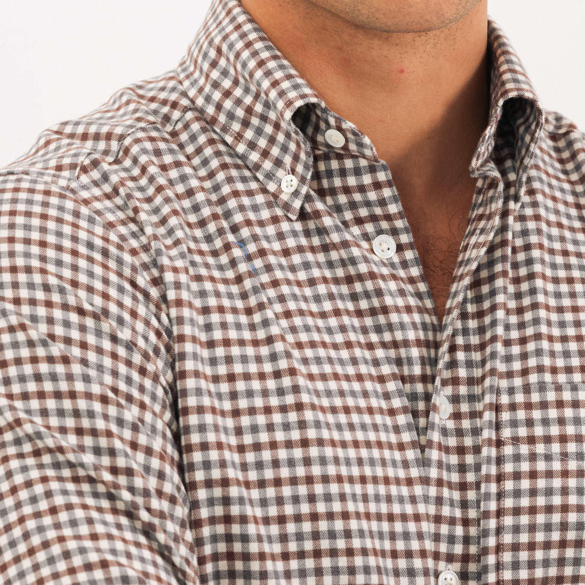 Burgundy Grey Gingham Brushed Oxford BD Shirt