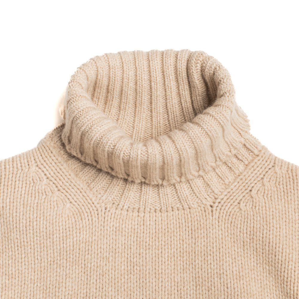 Oatmeal Wool Cashmere Roll Neck