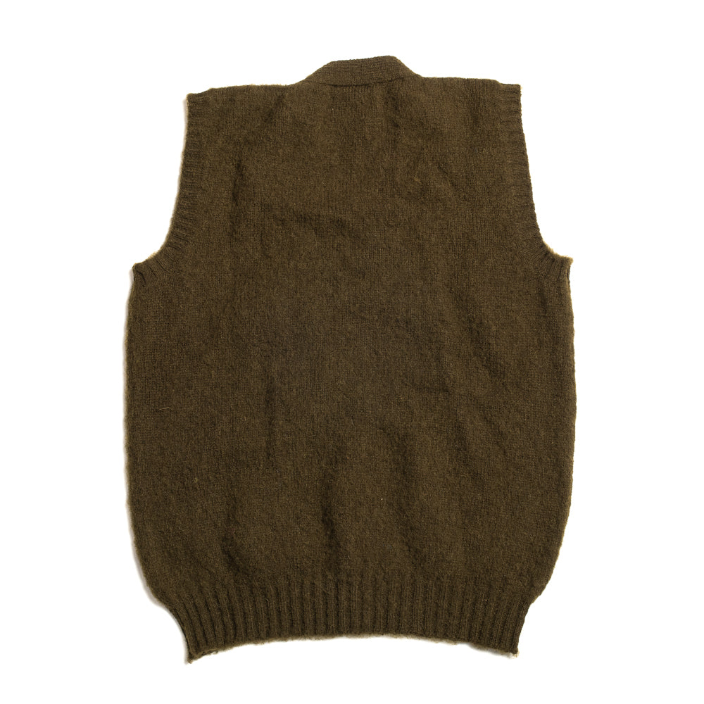 Olive Brushed Shetland Waistcoat