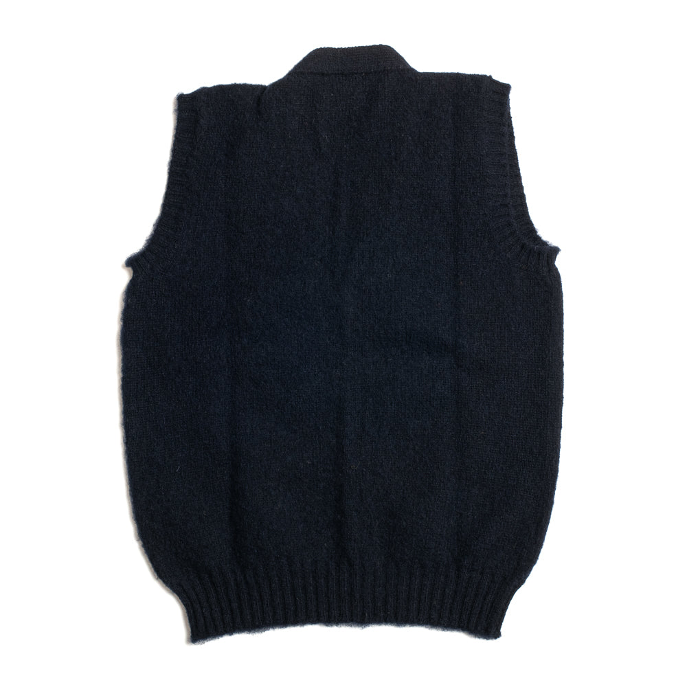 Navy Brushed Shetland Waistcoat