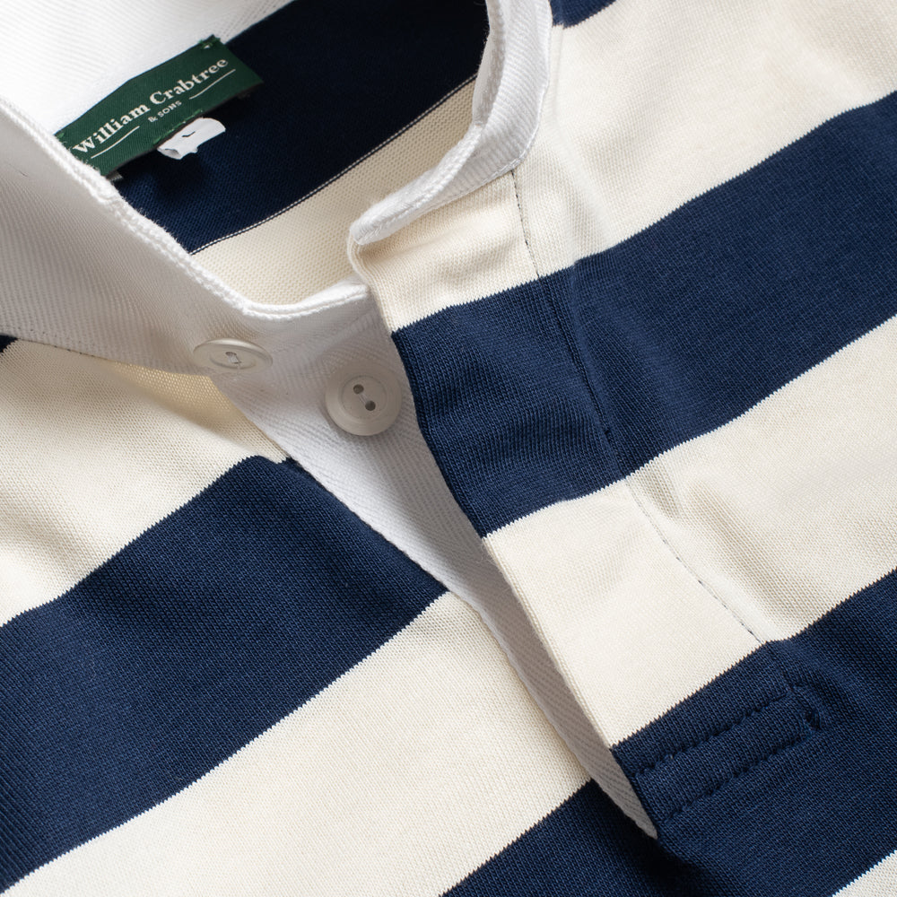 Navy and Ecru Striped Rugby Shirt