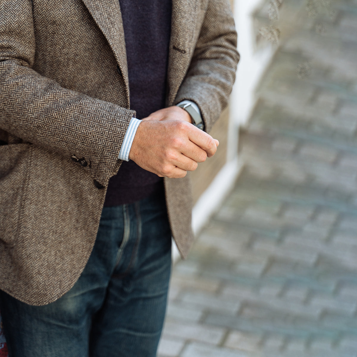 Dark Oatmeal Herringbone Sports Jacket