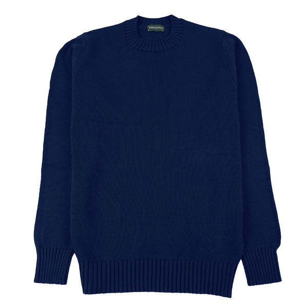 Deep Navy 4 Ply Cotton Crew Neck – William Crabtree & Sons