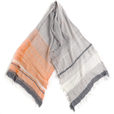 Grey / Peach Tamaki Niime Cotton Roots Shawl