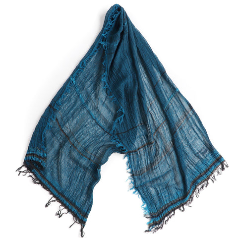 Indigo Charcoal Stripe Tamaki Niime Cotton Roots Shawl – William
