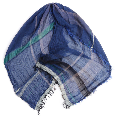 Indigo Teal Glaze Tamaki Niime Cotton Roots Shawl – William