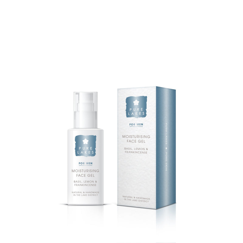Pure Lakes Men's Moisturising Face Gel - Basil, Lemon & Frankincense