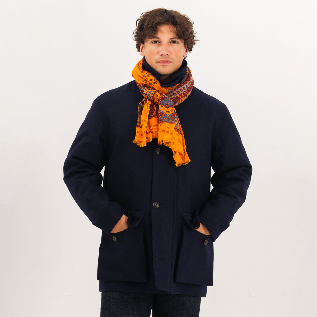 Navy Melton Wool Farington Field Coat