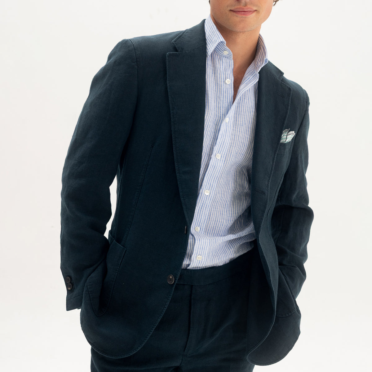 Navy Washed Linen Jacket
