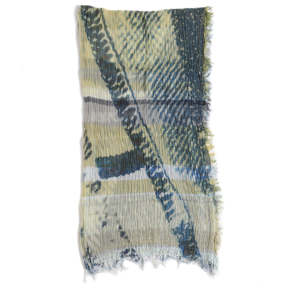 Blue/Beige Print Tamaki Niime Cotton Roots Shawl