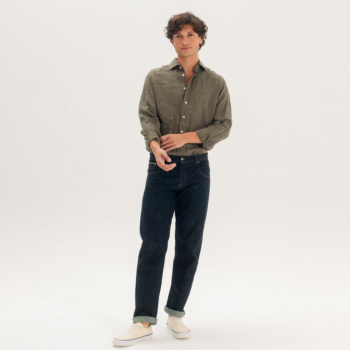 Olive Green Linen Shirt