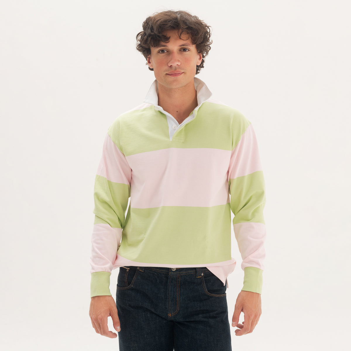 Peony/Spring Green Striped Rugby Shirt