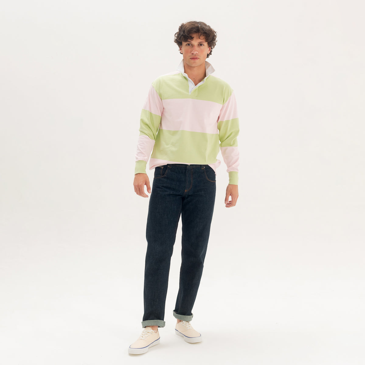 Peony/Spring Green Striped Rugby Shirt