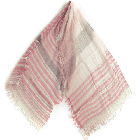 Pink Stripe Tamaki Niime Cotton Roots Shawl