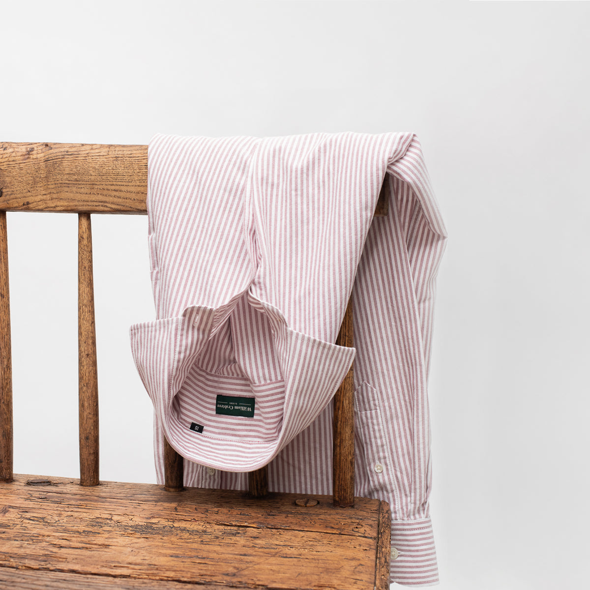 Burgundy Ticking Stripe Oxford Semi-Spread Shirt