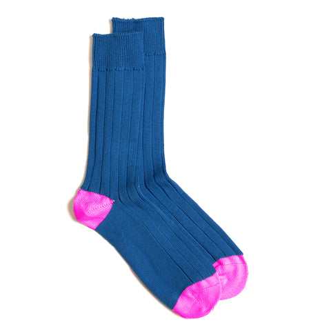 Royal Blue & Pink Cotton Heel & Toe Socks