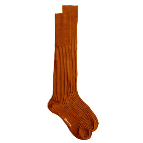 Rust Long Fine Wool Socks