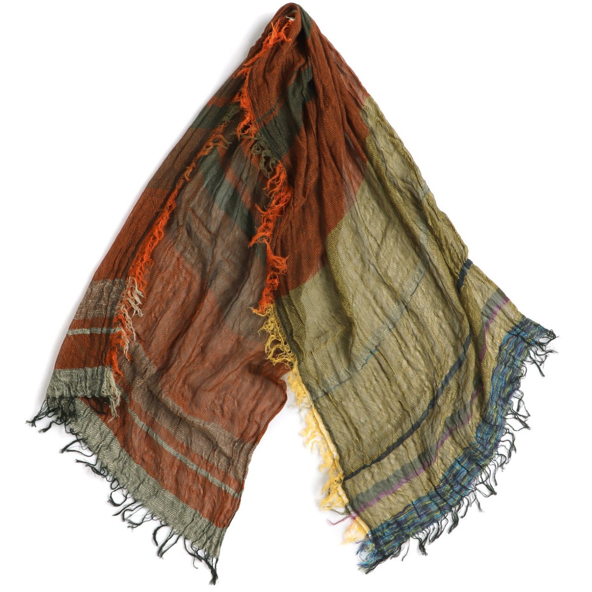 Rust Olive Multi-Tone Tamaki Niime Cotton Roots Shawl – William