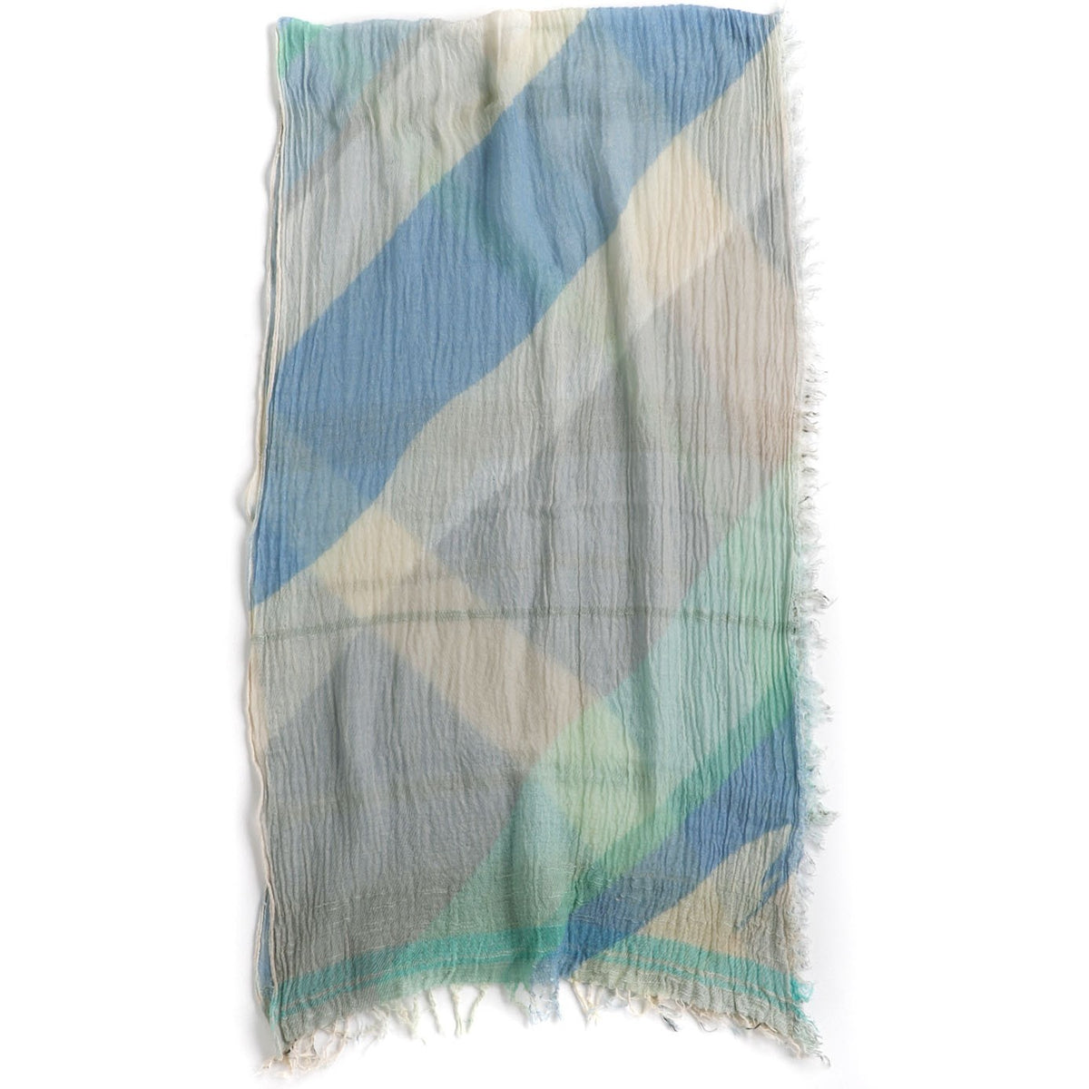 Sky Blue/Green Print Tamaki Niime Cotton Roots Shawl
