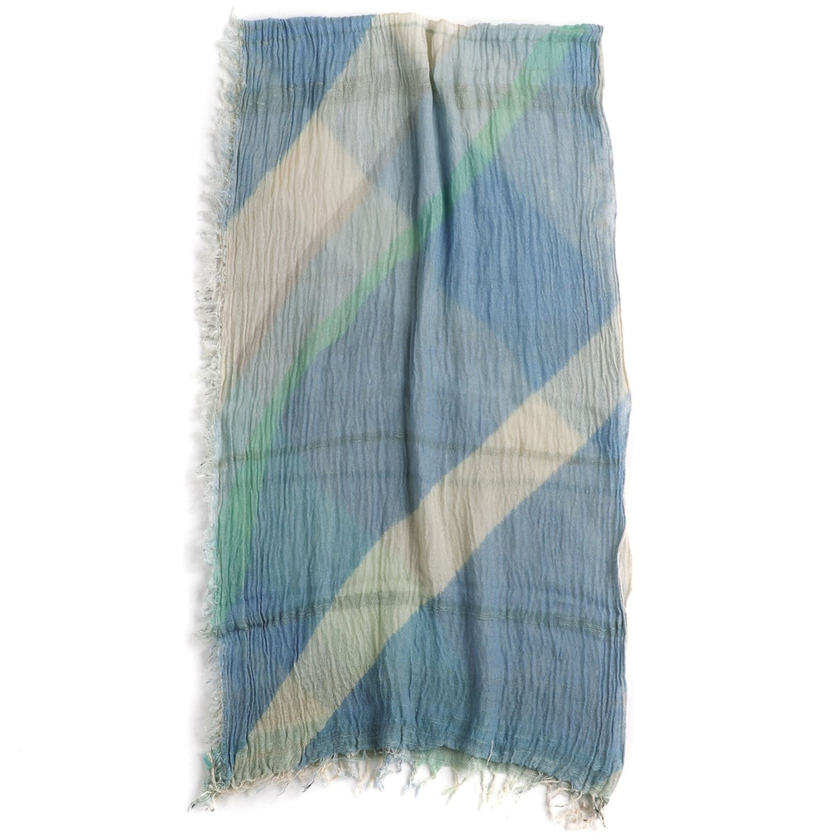 Sky Blue/Green Print Tamaki Niime Cotton Roots Shawl