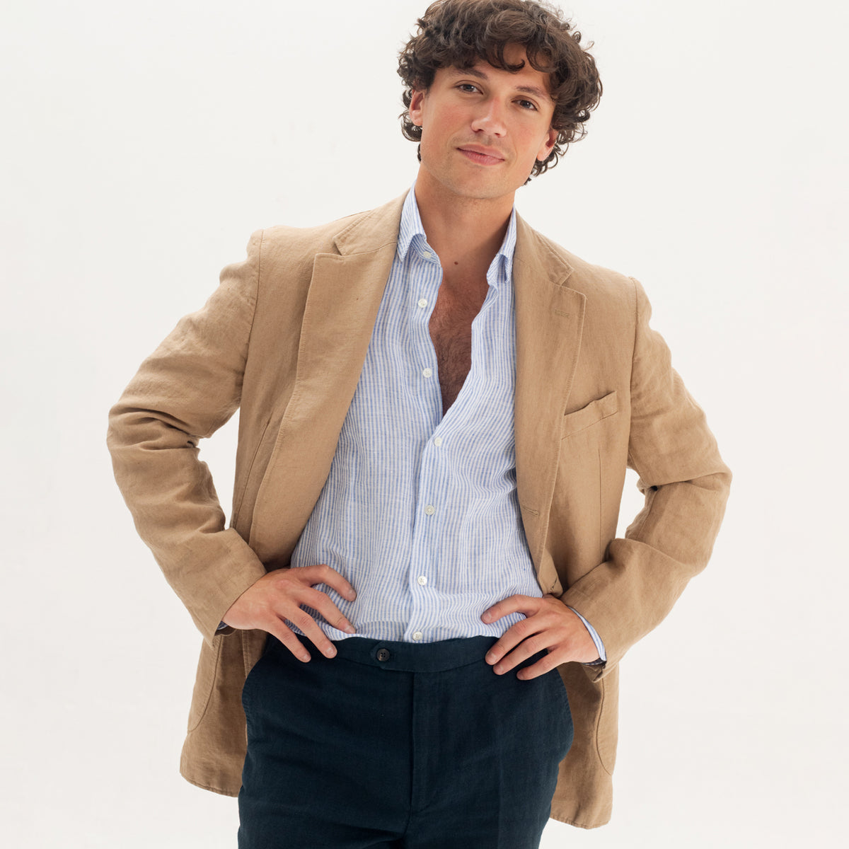 Taupe Washed Linen Jacket