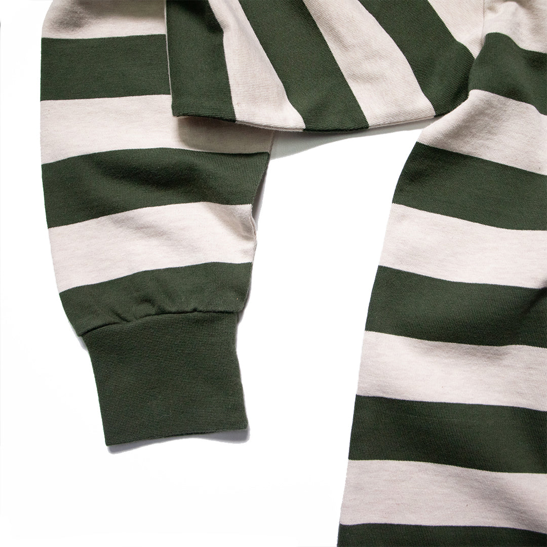 Ecru and Olive Striped Rugby Shirt