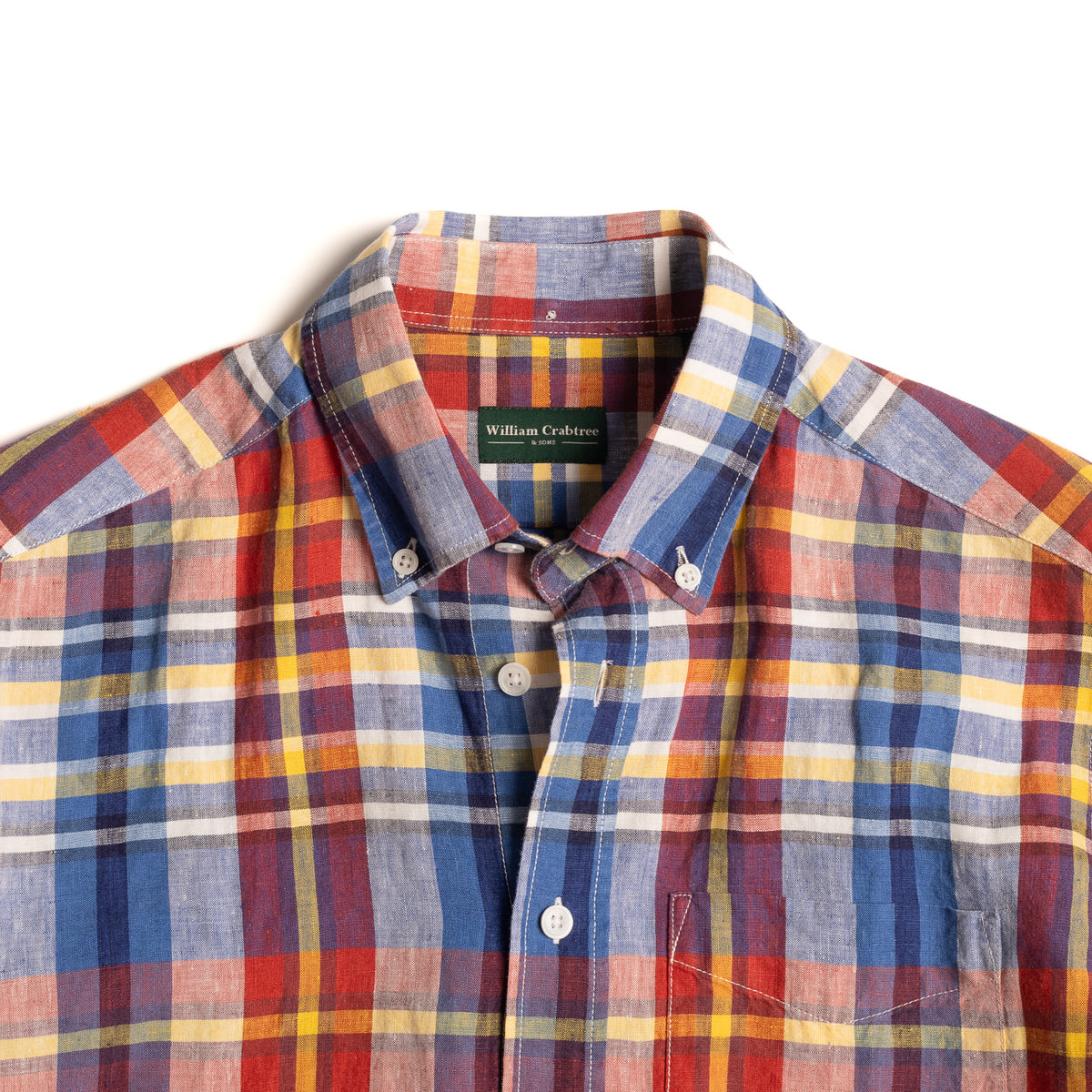 Blue Madras Check Linen Shirt