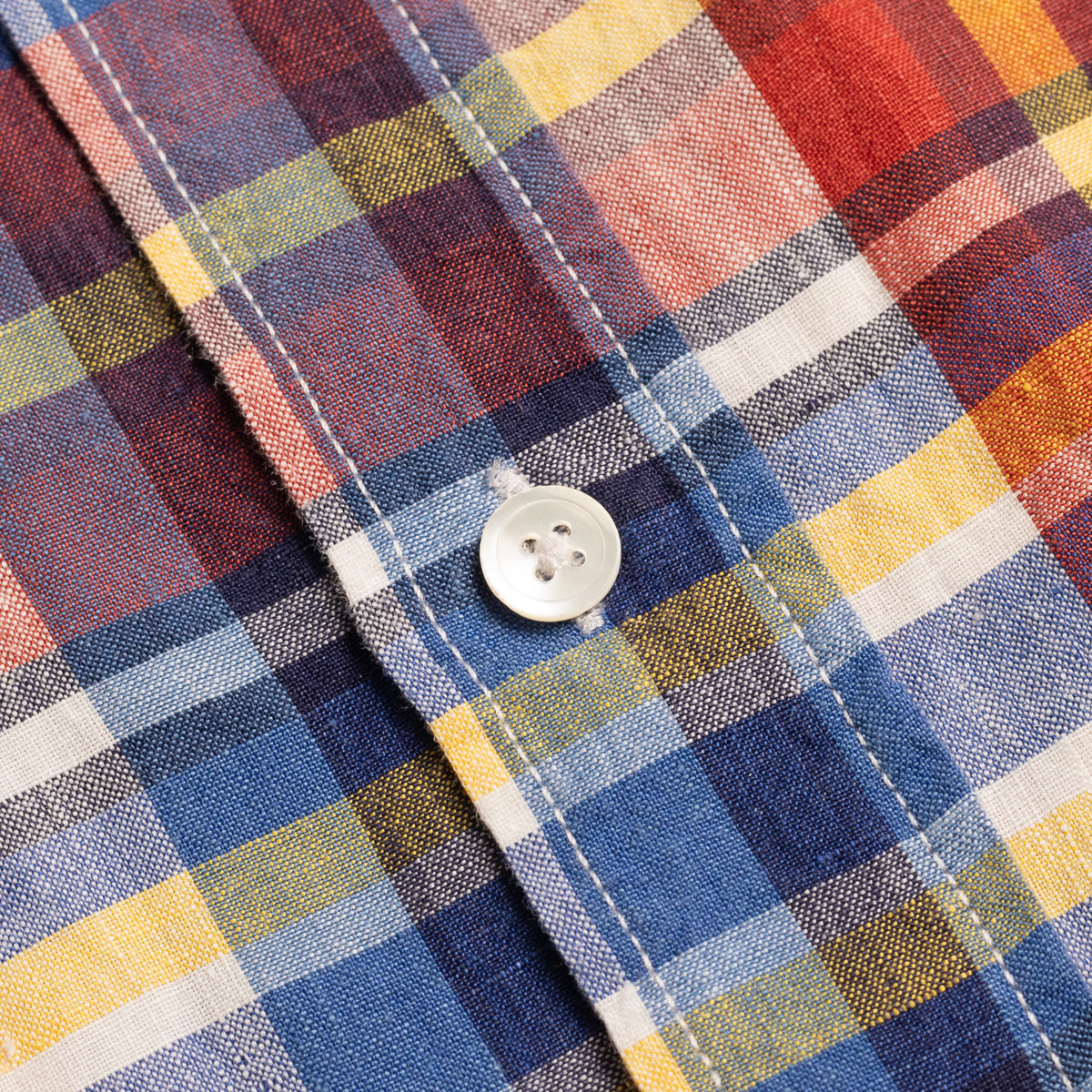 Blue Madras Check Linen Shirt