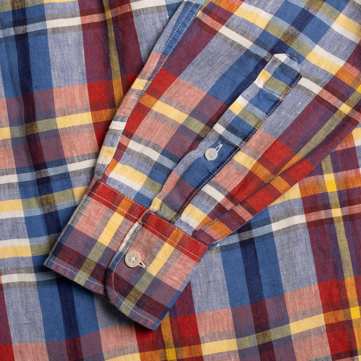 Blue Madras Check Linen Shirt