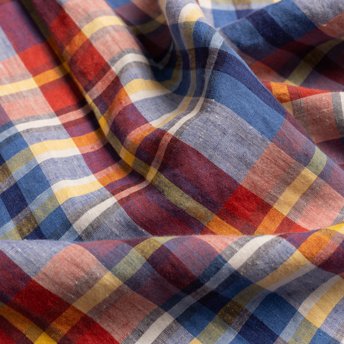 Blue Madras Check Linen Shirt