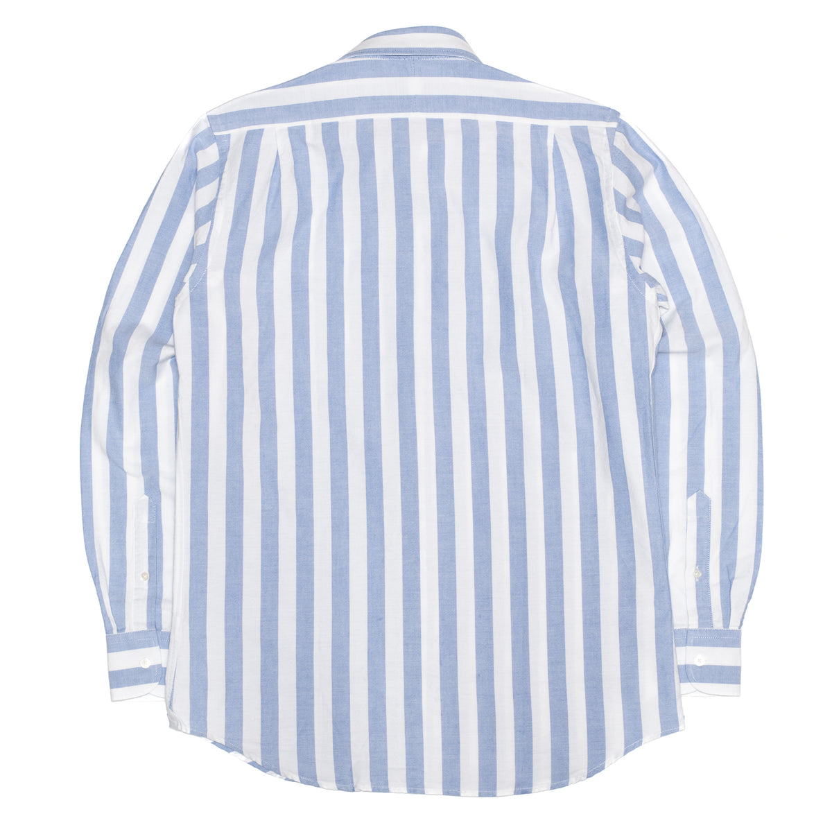 Blue White Wide Stripe Oxford Semi-Spread Shirt