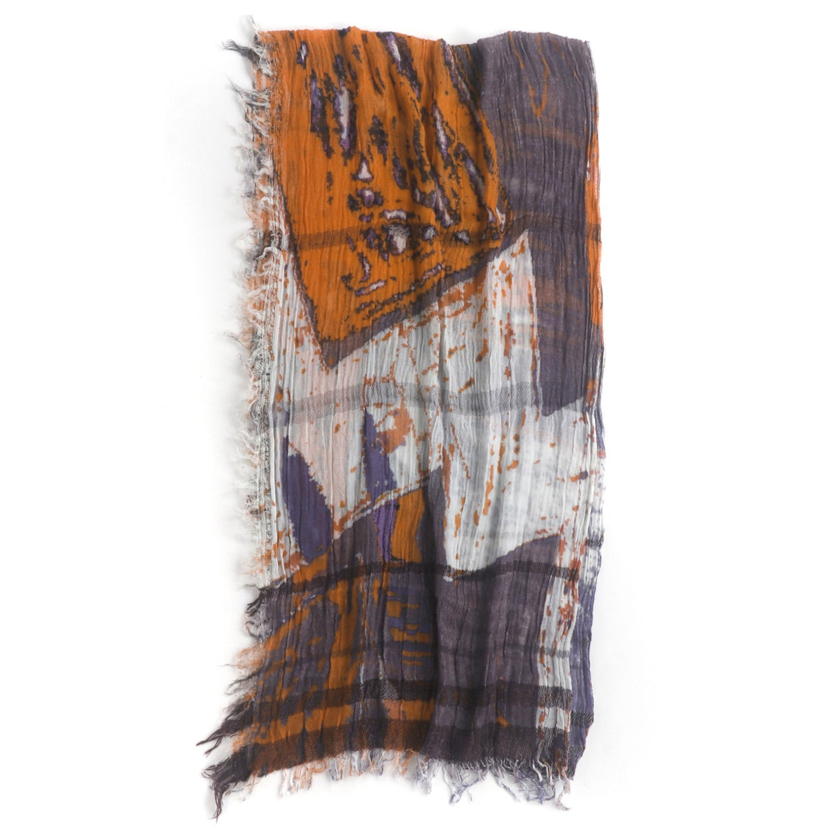 Burnt Orange/Purple Abstract Print Tamaki Niime Cotton Roots Shawl