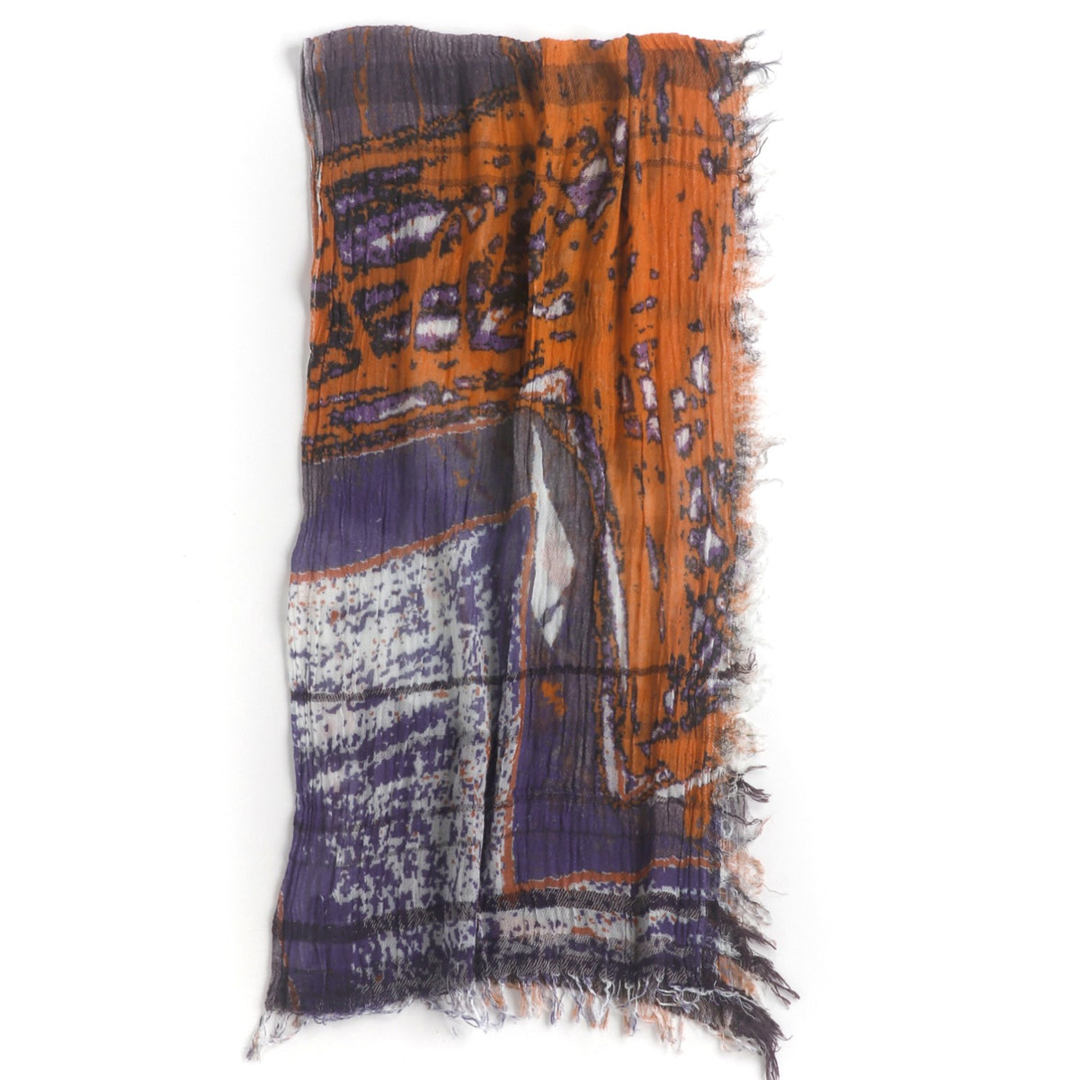Burnt Orange/Purple Abstract Print Tamaki Niime Cotton Roots Shawl
