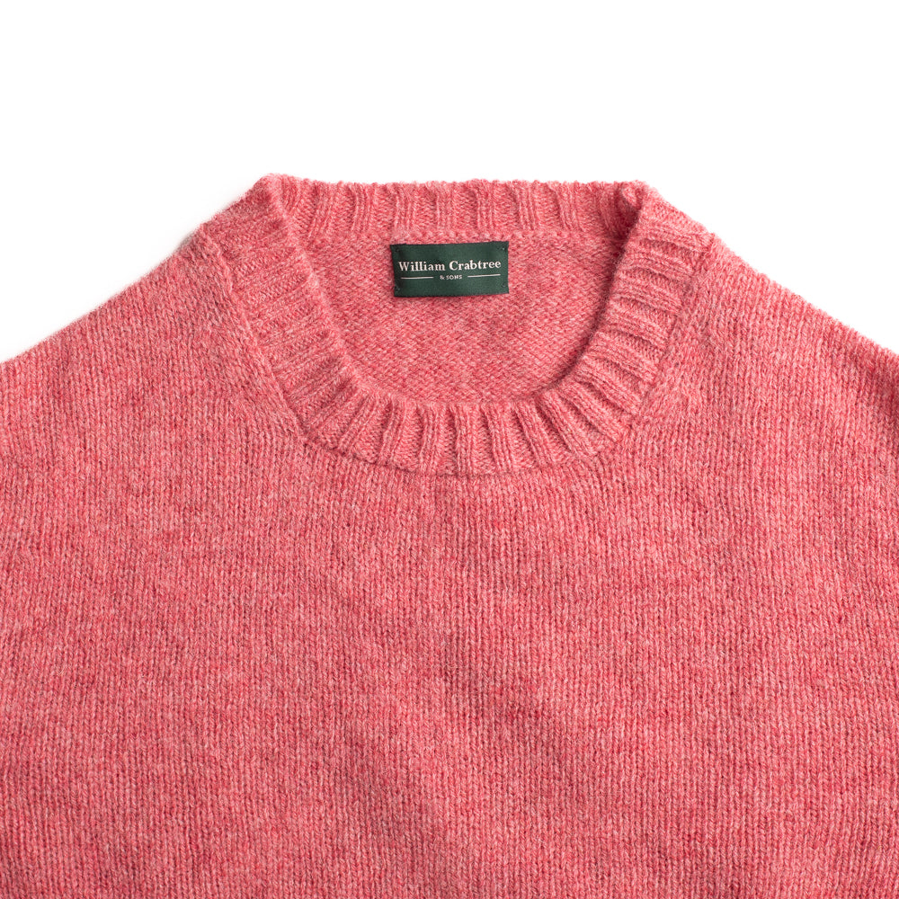 Coral Pink Shetland Lambswool Crew Neck