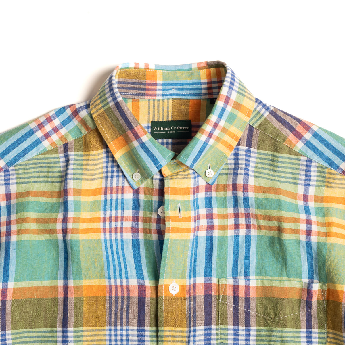 Green Madras Check Linen Shirt