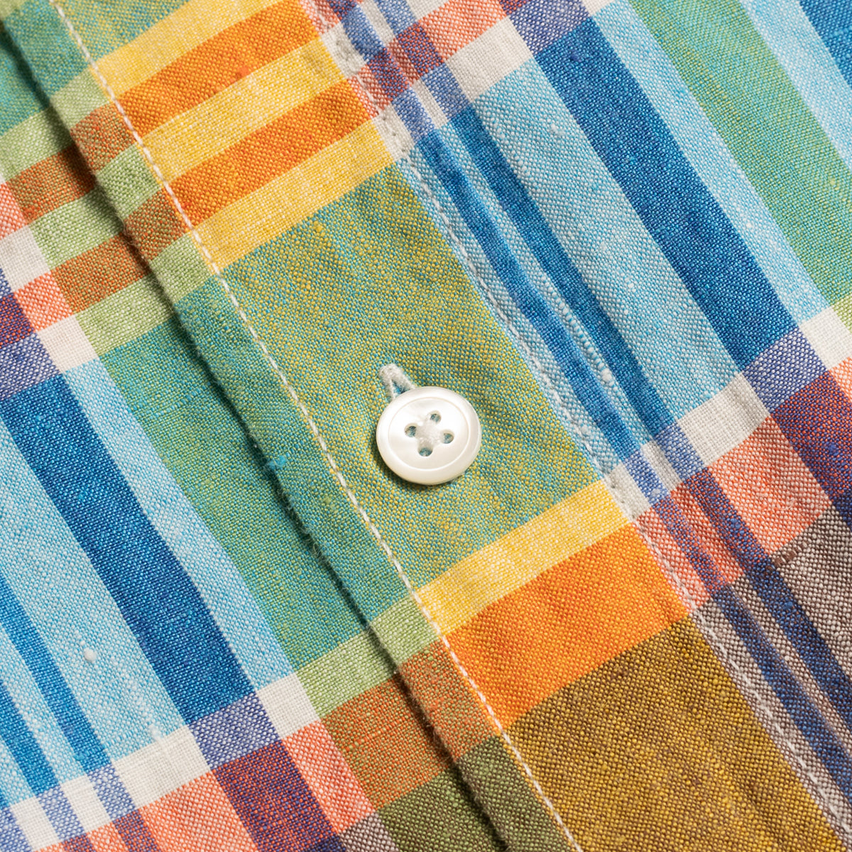 Green Madras Check Linen Shirt