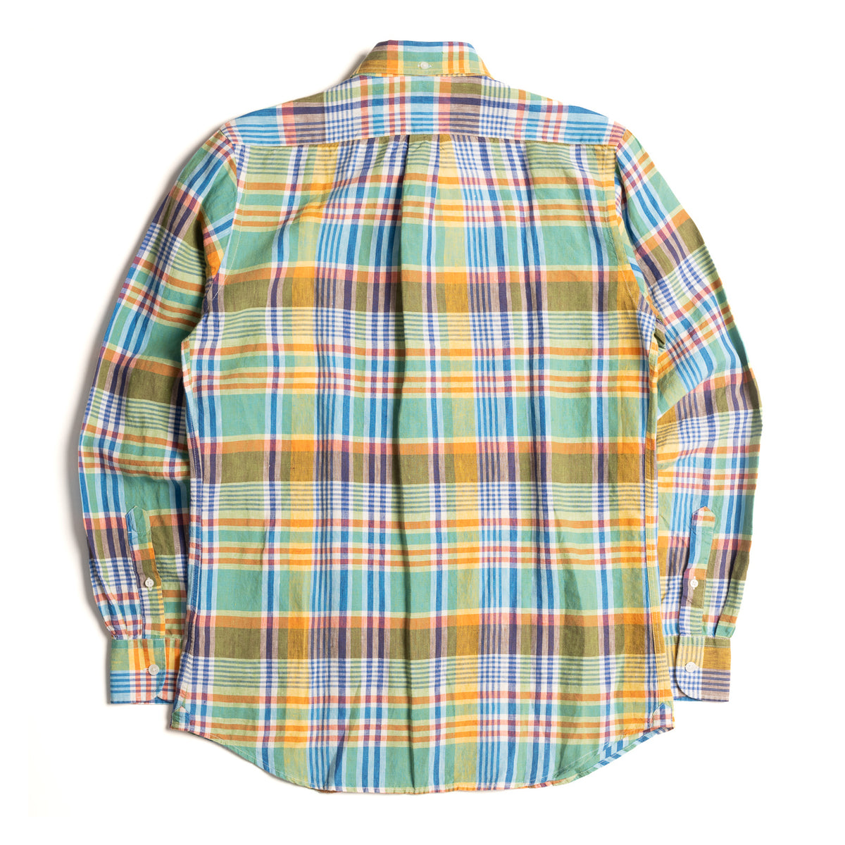 Green Madras Check Linen Shirt